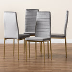 Load image into Gallery viewer, Baxton Studio Armand Modern Glam And Luxe Grey Velvet Fabric Upholstered And Gold Finished Metal 4-Piece Dining Chair Set
