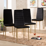 Load image into Gallery viewer, Baxton Studio Armand Modern Glam And Luxe Black Velvet Fabric Upholstered And Gold Finished Metal 4-Piece Dining Chair Set
