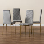 Load image into Gallery viewer, Baxton Studio Blaise Modern Luxe And Glam Grey Velvet Fabric Upholstered And Gold Finished Metal 4-Piece Dining Chair Set
