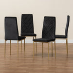 Load image into Gallery viewer, Baxton Studio Blaise Modern Luxe And Glam Black Velvet Fabric Upholstered And Gold Finished Metal 4-Piece Dining Chair Set
