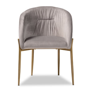 Baxton Studio Ballard Modern Luxe And Glam Grey Velvet Fabric Upholstered And Gold Finished Metal Dining Chair