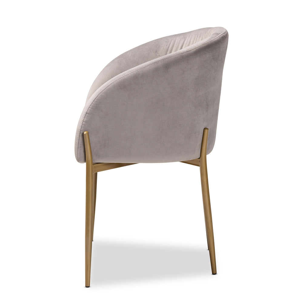 Baxton Studio Ballard Modern Luxe And Glam Grey Velvet Fabric Upholstered And Gold Finished Metal Dining Chair