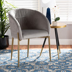 Load image into Gallery viewer, Baxton Studio Ballard Modern Luxe And Glam Grey Velvet Fabric Upholstered And Gold Finished Metal Dining Chair
