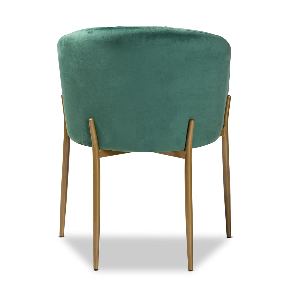 Baxton Studio Ballard Modern Luxe And Glam Green Velvet Fabric Upholstered And Gold Finished Metal Dining Chair