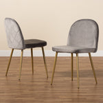 Load image into Gallery viewer, Baxton Studio Fantine Modern Luxe And Glam Grey Velvet Fabric Upholstered And Gold Finished Metal 2-Piece Dining Chair Set
