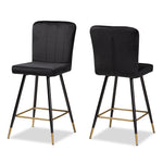 Load image into Gallery viewer, Baxton Studio Preston Modern Luxe And Glam Black Velvet Fabric Upholstered And Two-Tone Black And Gold Finished Metal 2-Piece Bar Stool Set
