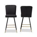 Load image into Gallery viewer, Baxton Studio Preston Modern Luxe and Glam Velvet Fabric Upholstered and Two-Tone and Finished Metal 2-Piece Bar Stool Set
