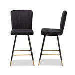 Load image into Gallery viewer, Baxton Studio Preston Modern Luxe And Glam Black Velvet Fabric Upholstered And Two-Tone Black And Gold Finished Metal 2-Piece Bar Stool Set
