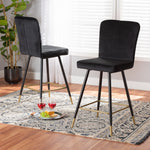 Load image into Gallery viewer, Baxton Studio Preston Modern Luxe And Glam Black Velvet Fabric Upholstered And Two-Tone Black And Gold Finished Metal 2-Piece Bar Stool Set
