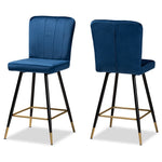 Load image into Gallery viewer, Baxton Studio Preston Modern Luxe And Glam Navy Blue Velvet Fabric Upholstered And Two-Tone Black And Gold Finished Metal 2-Piece Bar Stool Set
