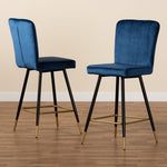 Load image into Gallery viewer, Baxton Studio Preston Modern Luxe And Glam Navy Blue Velvet Fabric Upholstered And Two-Tone Black And Gold Finished Metal 2-Piece Bar Stool Set
