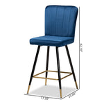 Load image into Gallery viewer, Baxton Studio Preston Modern Luxe And Glam Navy Blue Velvet Fabric Upholstered And Two-Tone Black And Gold Finished Metal 2-Piece Bar Stool Set
