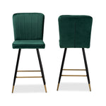 Load image into Gallery viewer, Baxton Studio Preston Modern Luxe And Glam Green Velvet Fabric Upholstered And Two-Tone Black And Gold Finished Metal 2-Piece Bar Stool Set
