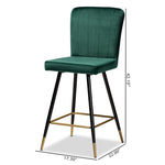 Load image into Gallery viewer, Baxton Studio Preston Modern Luxe And Glam Green Velvet Fabric Upholstered And Two-Tone Black And Gold Finished Metal 2-Piece Bar Stool Set
