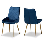 Load image into Gallery viewer, Baxton Studio Priscilla Contemporary Glam And Luxe Navy Blue Velvet Fabric Upholstered And Gold Finished Metal 2-Piece Dining Chair Set
