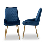 Load image into Gallery viewer, Baxton Studio Priscilla Contemporary Glam And Luxe Navy Blue Velvet Fabric Upholstered And Gold Finished Metal 2-Piece Dining Chair Set
