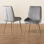 Load image into Gallery viewer, Baxton Studio Priscilla Contemporary Glam And Luxe Grey Velvet Fabric Upholstered And Gold Finished Metal 2-Piece Dining Chair Set
