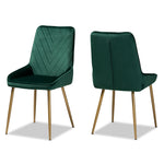 Load image into Gallery viewer, Baxton Studio Priscilla Contemporary Glam And Luxe Green Velvet Fabric Upholstered And Gold Finished Metal 2-Piece Dining Chair Set
