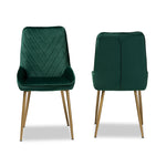 Load image into Gallery viewer, Baxton Studio Priscilla Contemporary Glam And Luxe Green Velvet Fabric Upholstered And Gold Finished Metal 2-Piece Dining Chair Set
