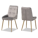 Load image into Gallery viewer, Baxton Studio Gavino Modern Luxe And Glam Grey Velvet Fabric Upholstered And Gold Finished Metal 2-Piece Dining Chair Set
