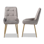 Load image into Gallery viewer, Baxton Studio Gavino Modern Luxe And Glam Grey Velvet Fabric Upholstered And Gold Finished Metal 2-Piece Dining Chair Set
