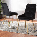 Load image into Gallery viewer, Baxton Studio Gavino Modern Luxe And Glam Black Velvet Fabric Upholstered And Gold Finished Metal 2-Piece Dining Chair Set
