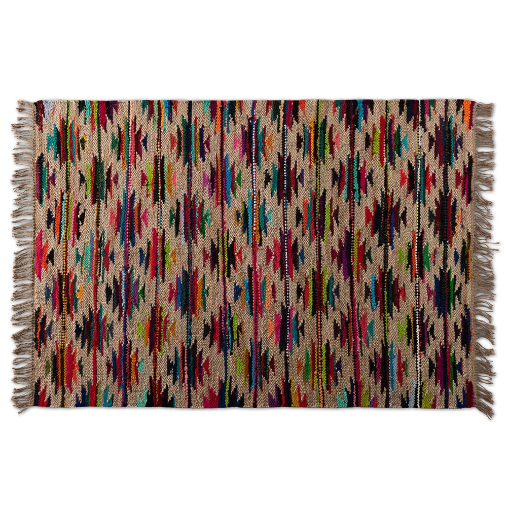 BAXTON STUDIO ZURICH MODERN AND CONTEMPORARY MULTI-COLORED HANDWOVEN HEMP BLEND AREA RUG