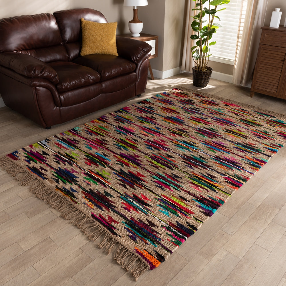 Baxton Studio Zurich Modern And Contemporary Multi-Colored Handwoven Hemp Blend Area Rug