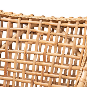 BAXTON STUDIO SAOKA MODERN AND CONTEMPORARY NATURAL BROWN FINISHED WOOD AND RATTAN DINING CHAIR