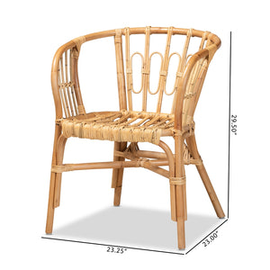 Baxton Studio Luxio Modern And Contemporary Natural Finished Rattan Dining Chair