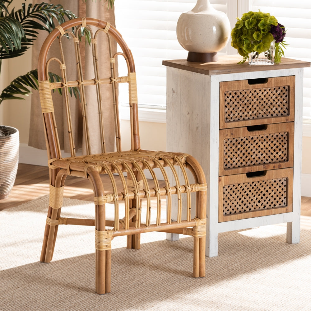 Baxton Studio Athena Modern And Contemporary Natural Finished Rattan Dining Chair