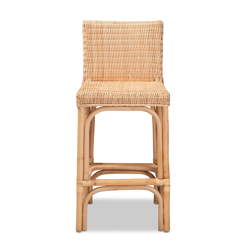 Baxton Studio Athena Modern And Contemporary Natural Finished Rattan Counter Stool