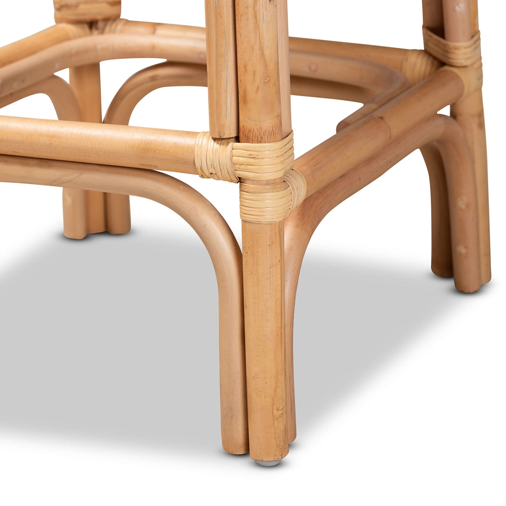 BAXTON STUDIO ATHENA MODERN AND CONTEMPORARY NATURAL FINISHED RATTAN COUNTER STOOL