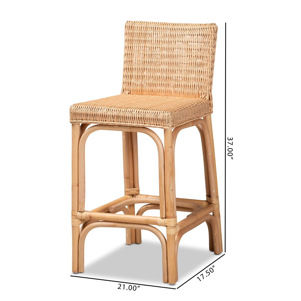 Baxton Studio Athena Modern And Contemporary Natural Finished Rattan Counter Stool