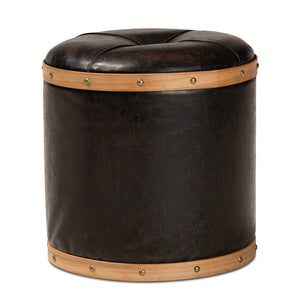 Baxton Studio Farrow Modern Rustic Transitional Faux Leather Upholstered and Finished Wood Ottoman