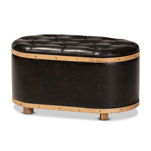 Baxton Studio Adana Modern Transitional Faux Leather Upholstered and Finished Wood Storage Ottoman