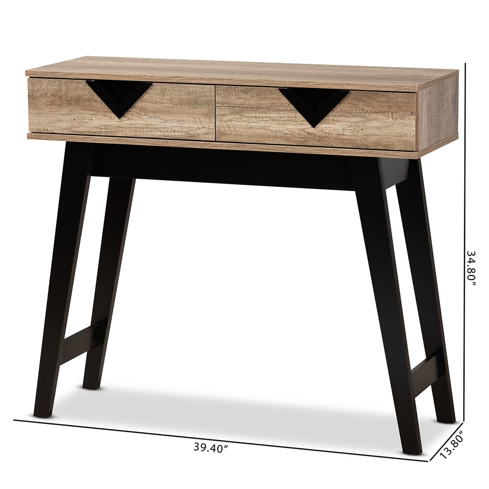 Baxton Studio Wales Modern And Contemporary Light Brown Finished Wood 2-Drawer Console Table