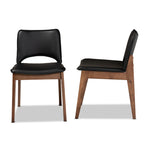 Load image into Gallery viewer, Baxton Studio Afton Mid-Century Modern Black Faux Leather Upholstered And Walnut Brown Finished Wood 2-Piece Dining Chair Set
