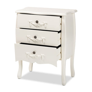 Baxton Studio Eliya Classic And Traditional White Finished Wood 3-Drawer Storage Cabinet