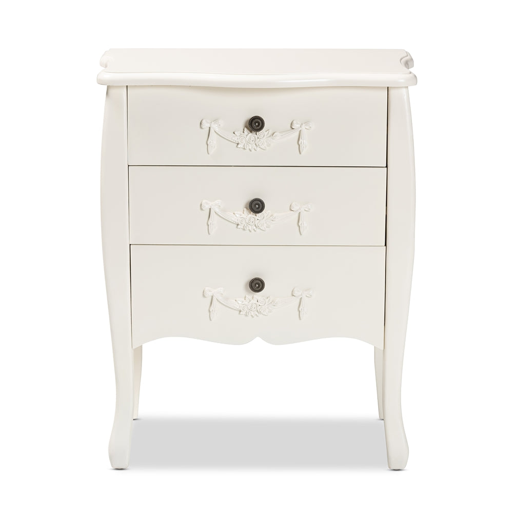 Baxton Studio Eliya Classic And Traditional White Finished Wood 3-Drawer Storage Cabinet