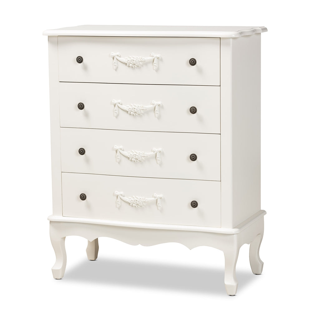 Baxton Studio Callen Classic And Traditional White Finished Wood 4-Drawer Storage Cabinet