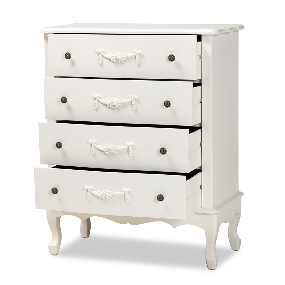 Baxton Studio Callen Classic And Traditional White Finished Wood 4-Drawer Storage Cabinet