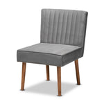 Load image into Gallery viewer, Baxton Studio Alvis Mid-Century Modern Grey Velvet Upholstered And Walnut Brown Finished Wood Dining Chair
