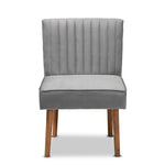 Load image into Gallery viewer, Baxton Studio Alvis Mid-Century Modern Grey Velvet Upholstered And Walnut Brown Finished Wood Dining Chair
