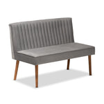 Load image into Gallery viewer, Baxton Studio Alvis Mid-Century Modern Grey Velvet Upholstered And Walnut Brown Finished Wood 2-Piece Dining Nook Banquette Set
