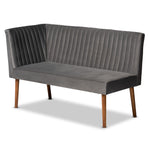 Load image into Gallery viewer, Baxton Studio Alvis Mid-Century Modern Grey Velvet Upholstered And Walnut Brown Finished Wood 2-Piece Dining Nook Banquette Set
