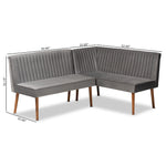 Load image into Gallery viewer, Baxton Studio Alvis Mid-Century Modern Grey Velvet Upholstered And Walnut Brown Finished Wood 2-Piece Dining Nook Banquette Set
