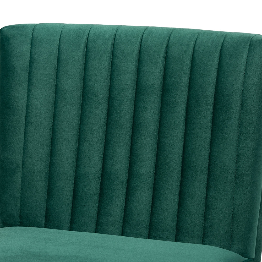 Baxton Studio Alvis Mid-Century Modern Emerald Green Velvet Upholstered And Walnut Brown Finished Wood Dining Chair