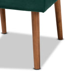 Load image into Gallery viewer, Baxton Studio Alvis Mid-Century Modern Emerald Green Velvet Upholstered And Walnut Brown Finished Wood Dining Chair
