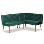 Load image into Gallery viewer, Baxton Studio Alvis Mid-Century Modern Emerald Green Velvet Upholstered And Walnut Brown Finished Wood 2-Piece Dining Nook Banquette Set
